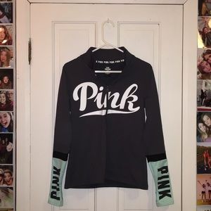 VICTORIA SECRET PINK dark gray 1/2 zip sweatshirt